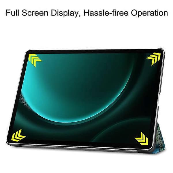 Tredelat stativ PU-läderfodral kompatibelt med Samsung Galaxy Tab S9 FE Plus