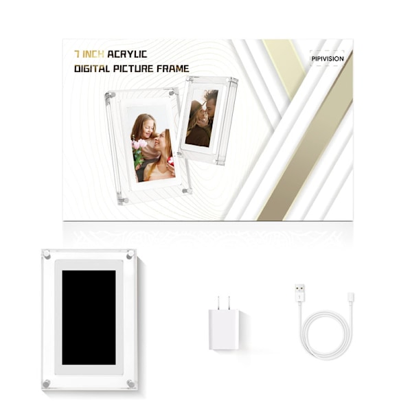 VEANXIN 7-tums Akryl Digital Fotoram med Auto-Rotation, Inbyggt 2GB 1500mAh Batteri