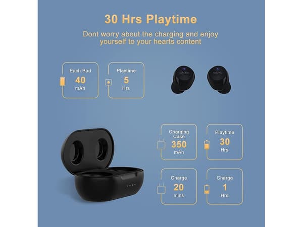 Playtime Vattentäta Bluetooth Brusreducerande Trådlösa Hörlurar Svart