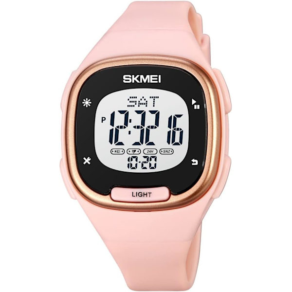 Fyrkantig Unisex Digital Klocka Multifunktion Stoppur Alarm Nedräkning Dubbel Tid PU Rem Vattentät Armbandsur för Kvinnor Män
