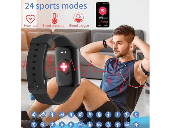 1,47 tommer HD Touch Screen Smartwatch IP67 Vandtæt Søvnovervågning Blodiltmåler til Android