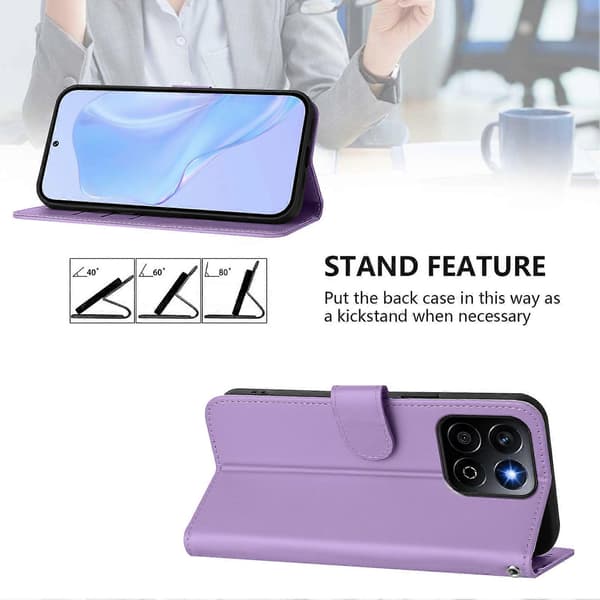 Til Honor X7c 4G/Honor 200 Smart 5G/Honor X7c 5G Solid Farve Flip Læder Wallet Case med Rem
