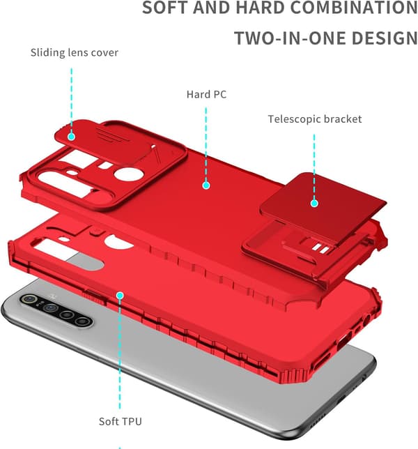 Telefoncover - Realme 5/5i/C3 - Stødsikkert - Skydevindue - Sort Black Realme 5/Realme 5i/Realme C3