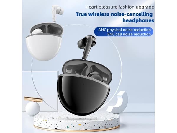 Brusreducerande trådlösa Bluetooth-hörlurar, vita