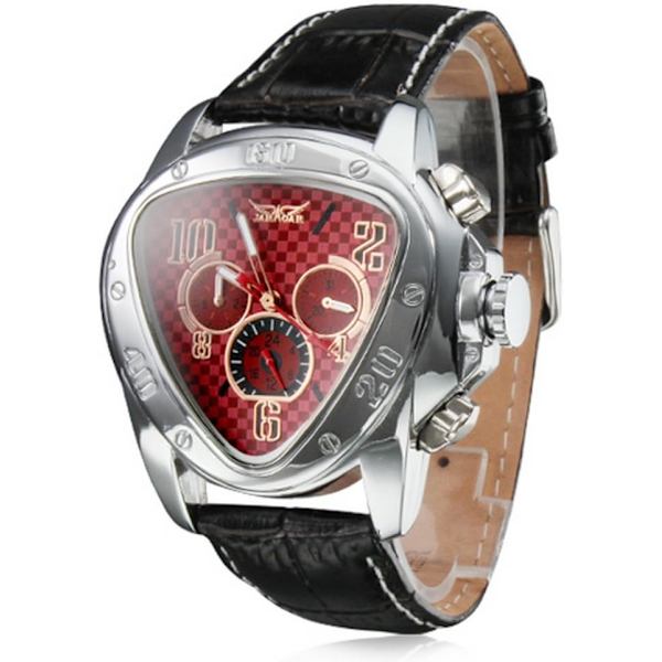 Mihappy Herr Automatisk Mekanisk Läderarmbandsur Röd