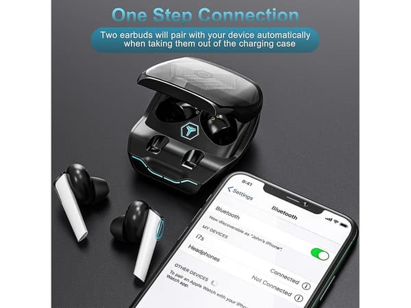 TWS Tempo Bluetooth Vattentäta True Wireless Hörlurar Svart