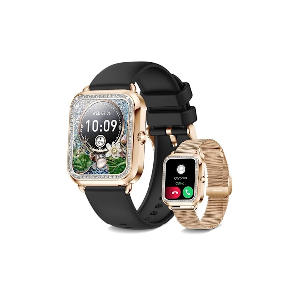 Smartwatch med telefonfunktion Rhinestone 1.57'' Hd Android/Ios Sort