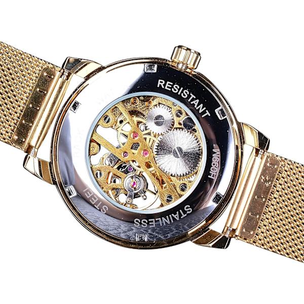 Skelettklocka för män Steampunk-klocka Svart mekanisk klocka Minimalistisk retrodesign Mekanisk skelettarmbandsur Transparent