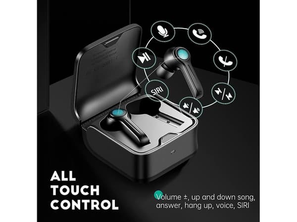 Touchkontroll Brusreducering Speltid Bluetooth Vattentät Svart