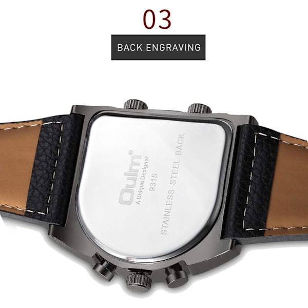 Herrklocka, lyxig steampunk, automatisk, mekanisk, rostfritt stål, läderarmband