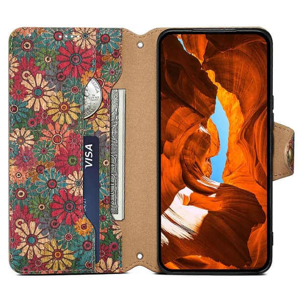 Blomstermønstret sammenleggbart stativ i skinn til Huawei Mate 30 Pro 4G/5G
