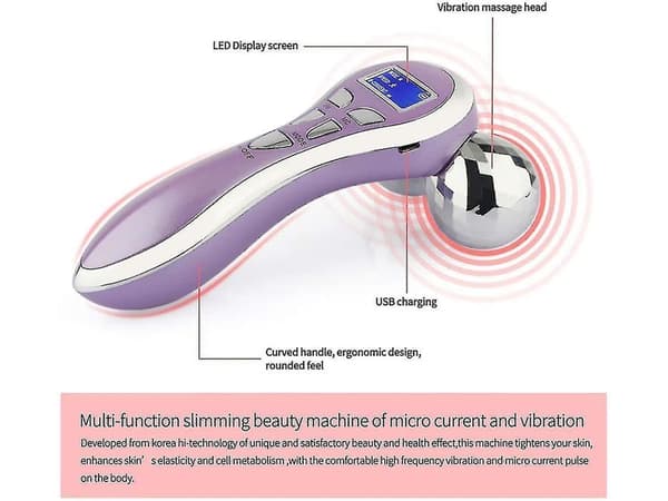 4D Roller Skønhedsinstrument Mikro-Strøm Vibration Løft og Opstramning Hvid YEMAESRE
