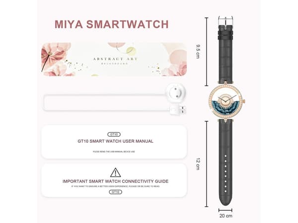 Smartklokke med blomsterurskive for tidsvisning iOS/Android Svart