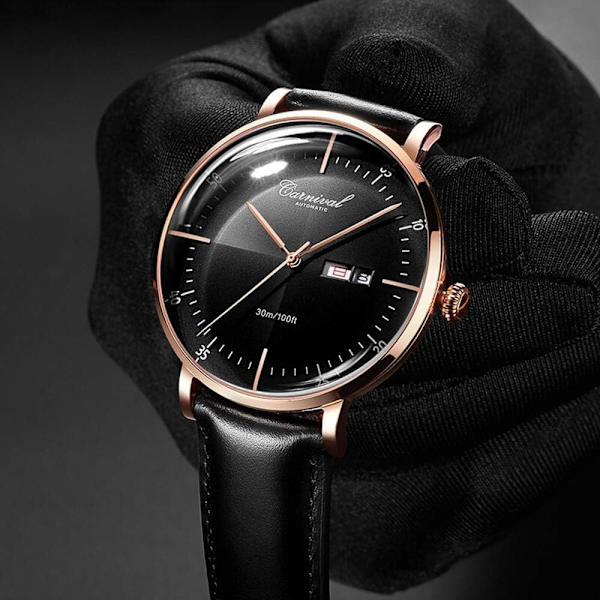 Lyxiga Klockmärken Automatisk Klocka Herr Läderarmband Casual Business Datumklocka