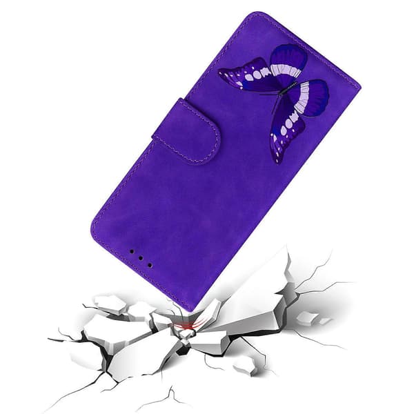 Fjärilsmönstrat PU-läderfodral med Ställ för Motorola Edge (2024) 5G