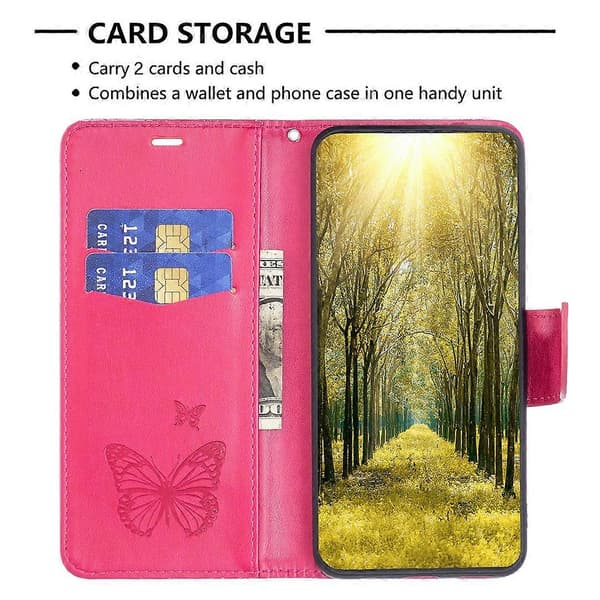 Læderetui til iPhone 16 Pro Max pung med sommerfuglprint