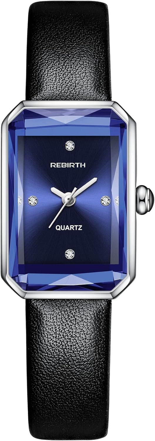 Rektangulær dameur diamant elegant quartz ur til kvinder læderrem analog display afslappet damearmbåndsur
