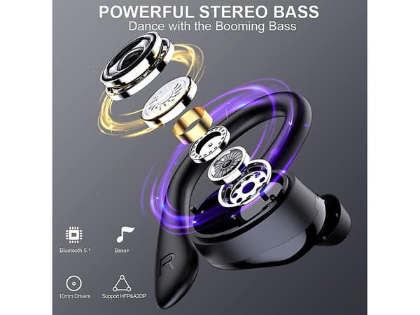 CVC Djup Bas Stereo Bluetooth Brusreducerande Hörlurar Svart