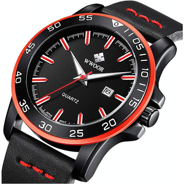Ny Analog Herrklocka Lyx Svart Läderklocka Datum Quartzklocka Herr Sport Armbandsur