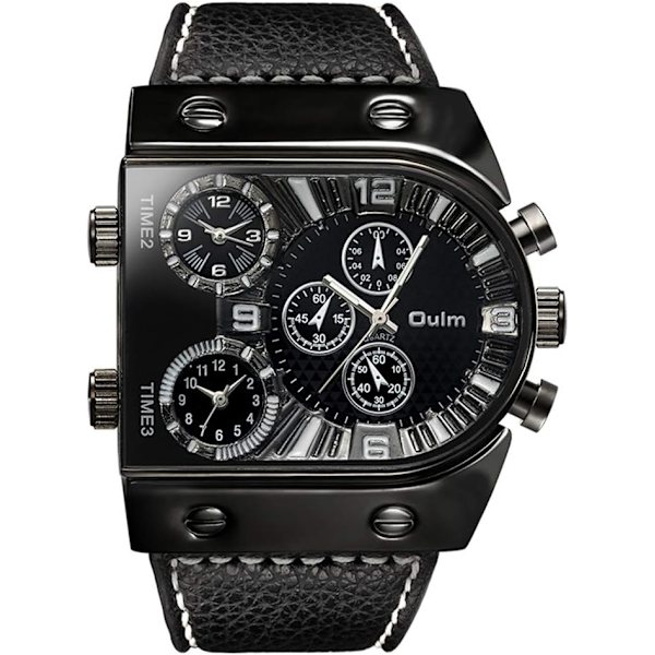 Ryssland Militär Armé Multi-tidszoner 3 Tider Herr Sport Quartz Läderklocka
