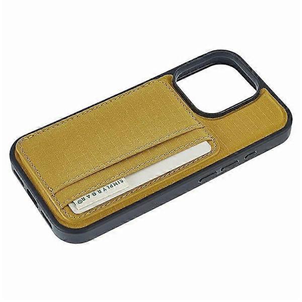 Skal för iPhone 16 Pro Max med korthållare, stativ, retro läderbaksida