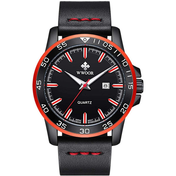 Ny Analog Herrklocka Lyx Svart Läderklocka Datum Quartzklocka Herr Sport Armbandsur