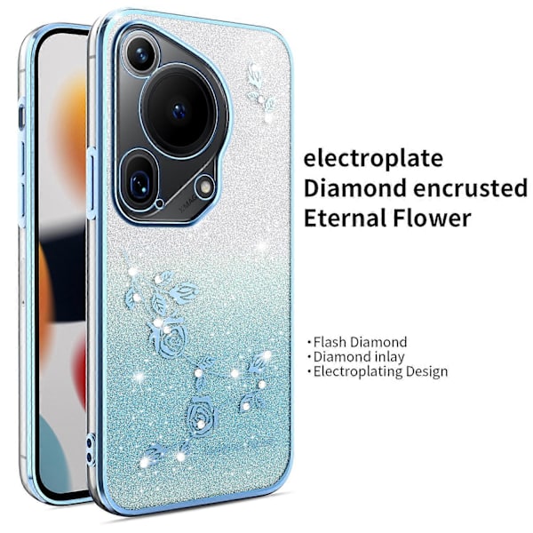 För Huawei Pura 70 Ultra Skal Fjäril Ställ TPU Blommor Glitter Mobilskal