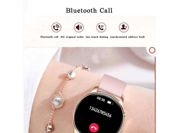 Smartwatch med 1,32-tums Full-Touch AMOLED-skärm Bluetooth-samtal Kvinnohälsofunktioner och Rund Design Grå