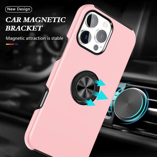 For iPhone 16 Pro Max Deksel med Ringholder PC+TPU Anti-Ripe Telefondeksel