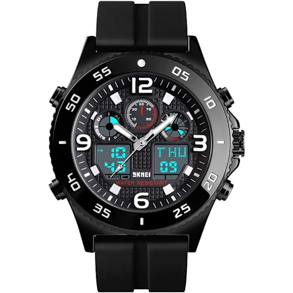 Affärs Klocka Herr Armbandsur Quartz Dubbel Display Klocka Casual 3 Tids Vattentät Stoppur