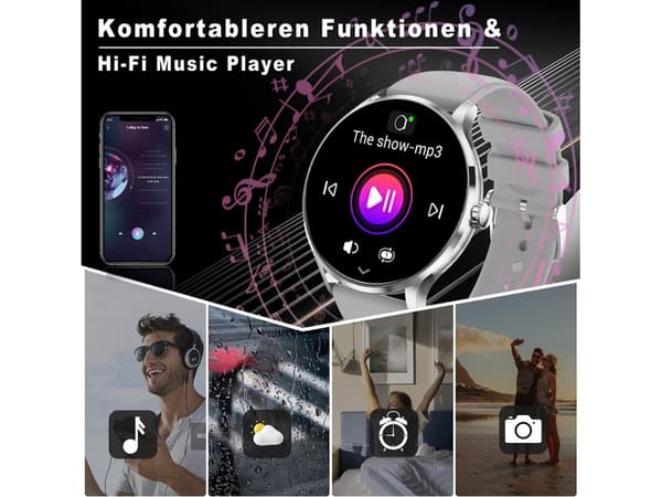 Smartwatch Qs80 1 39 Tommer Bluetooth 5.2 Tft Fuld Touch Ip67 Iphone Android Grå