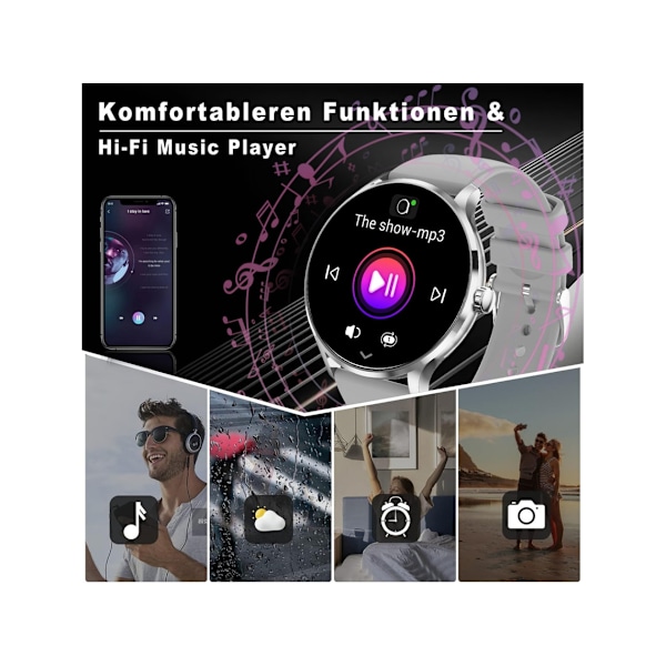 Smartwatch Qs80 1 39 Tum Bluetooth 5.2 Tft Full Touch Ip67 Iphone Android Grå