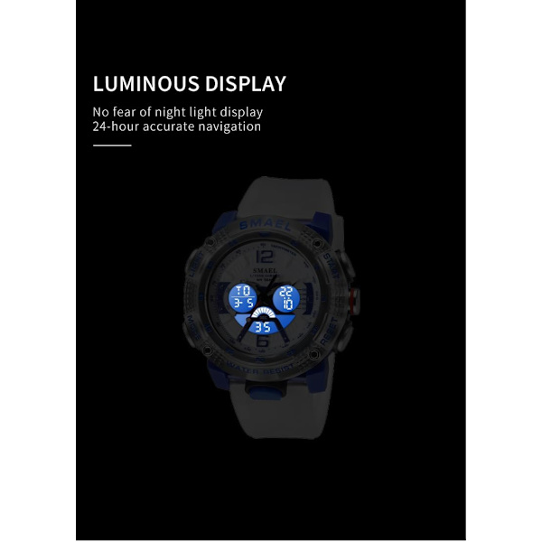 watchHerr Digital Sportklocka Utomhus Analog LED Elektroniska Klockor Stor Urtavla Självlysande Dubbel Display Vattentät Taktisk Militärklocka för Män