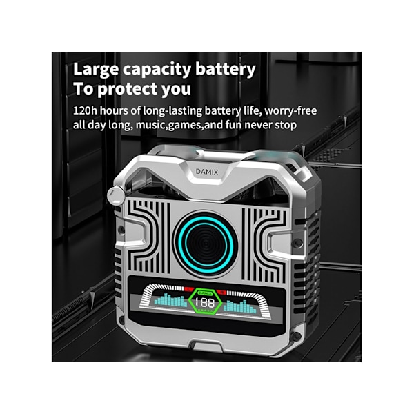 Punk Digital Display TWS Trådlösa Bluetooth Hörlurar Silver