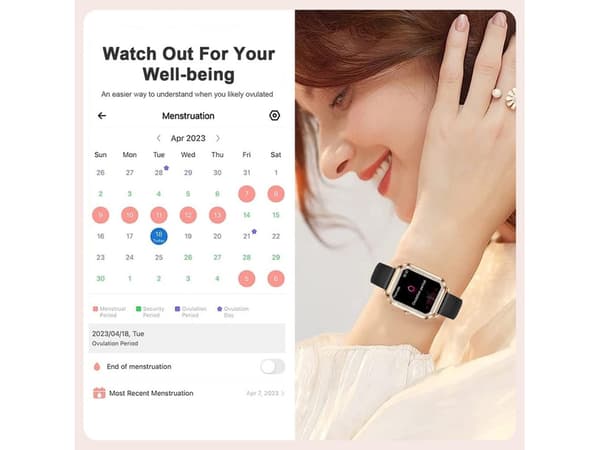 Smartwatch med telefonfunktion Rhinestone 1.57'' Hd Android/Ios Sort