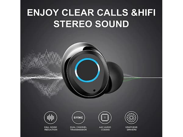 In-Ear Hörlurar Utan Laddning USB-C Bluetooth Svart