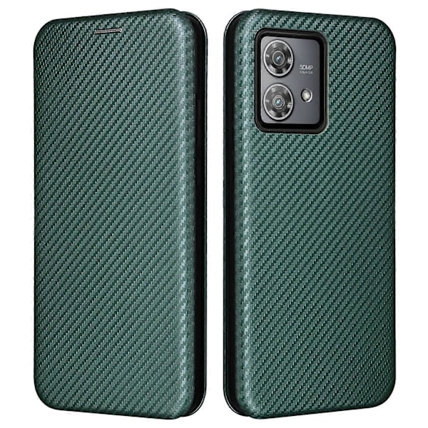 För Motorola Edge 40 Neo 5G Fodral Korthållare Repskydd Kolfibertextur Läderfodral