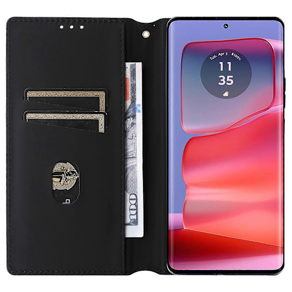 För Motorola Edge 50 Pro 5G Diamantstil Läder Magnetisk Stängning Plånboksfodral