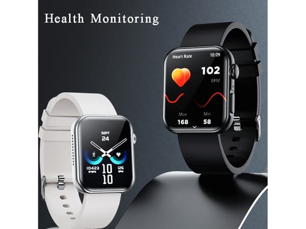 Smartwatch med Bluetooth-opkald, pulsmåling, blodtryksmåling, dynamisk overvågning og sportstracking, sort