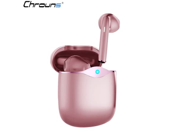 Chrons Hörlurar Timmar Uppspelning Laddning Bluetooth Rosa