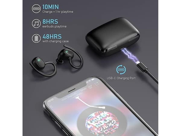 Vattentäta Bluetooth Stereo Brusreducerande Hörlurar Svart