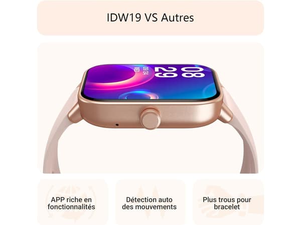 1,8-tums Smartwatch med Bluetooth-samtalsfunktion IP68 Vattentät för Android iOS Rosa