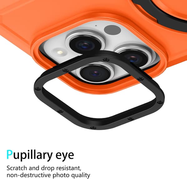 Telefondeksel - iPhone 16 Pro Max - Støtsikker - Innebygd stativ - Oransje