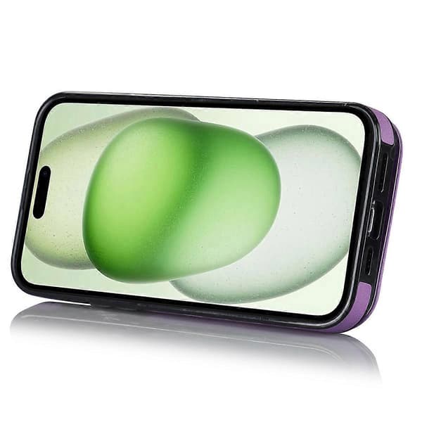 För iPhone 15 Plus Baksida RFID-blockerande Telefonfodral Plånbok Retro PU+TPU Ställfodral