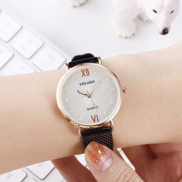 Mode Damklockor Rostfritt Stål Mesh Quartz Armbandsur Elegant Casual Klocka