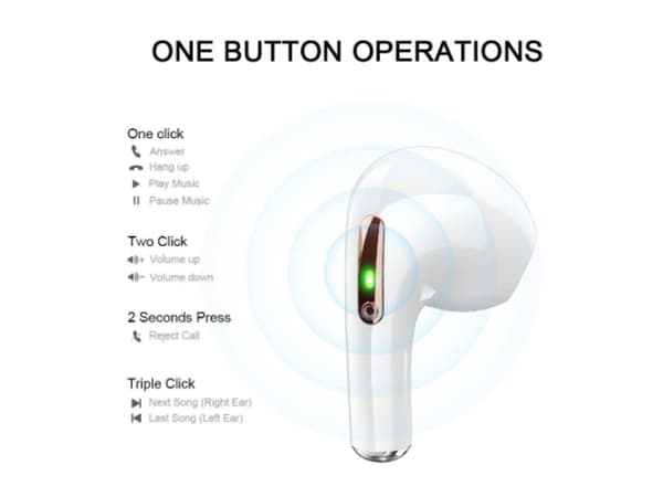 Bluetooth brusreducerande in-ear hörlurar, vita