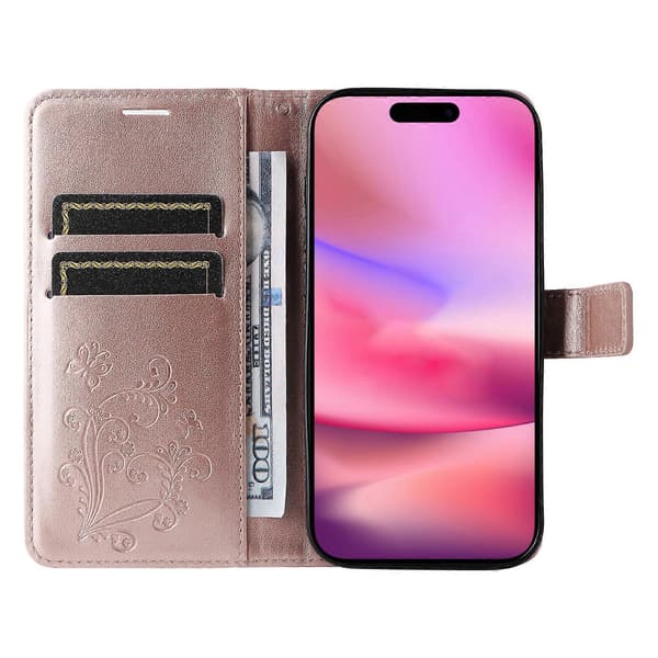 Skyddande plånboksfodral i läder för iPhone 16