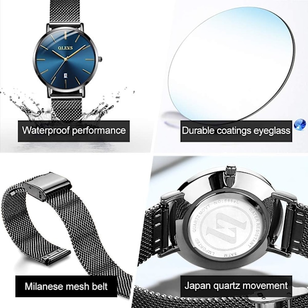 Minimalistiska damklockor med moderiktig roséguld damarmbandsur vattentät analog kvarts med datum