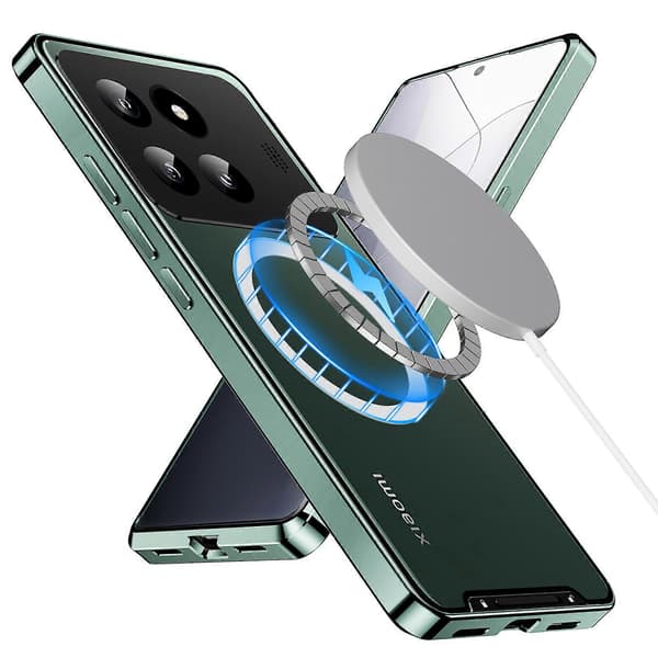 Metall Anti-fall Linsskydd + PC-telefonfodral för Xiaomi 14 Pro, Aromdesign Kompatibel med MagSafe