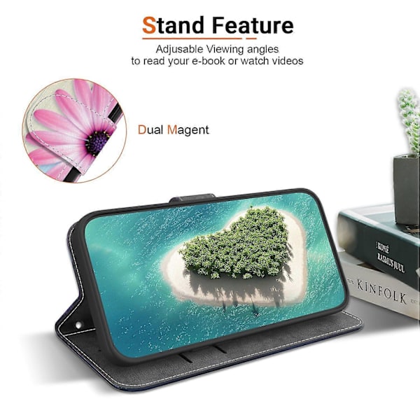 Mönstrat tryckfodral i läderplånboksstil med snodd för Motorola Edge 50 Fusion 5G